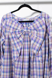 Nothings Wrong Bow Dress Purple Check - DAYLIGHT MOON