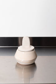 21. Lidded container in grey and pink swirl – CARMEL ROWDEN