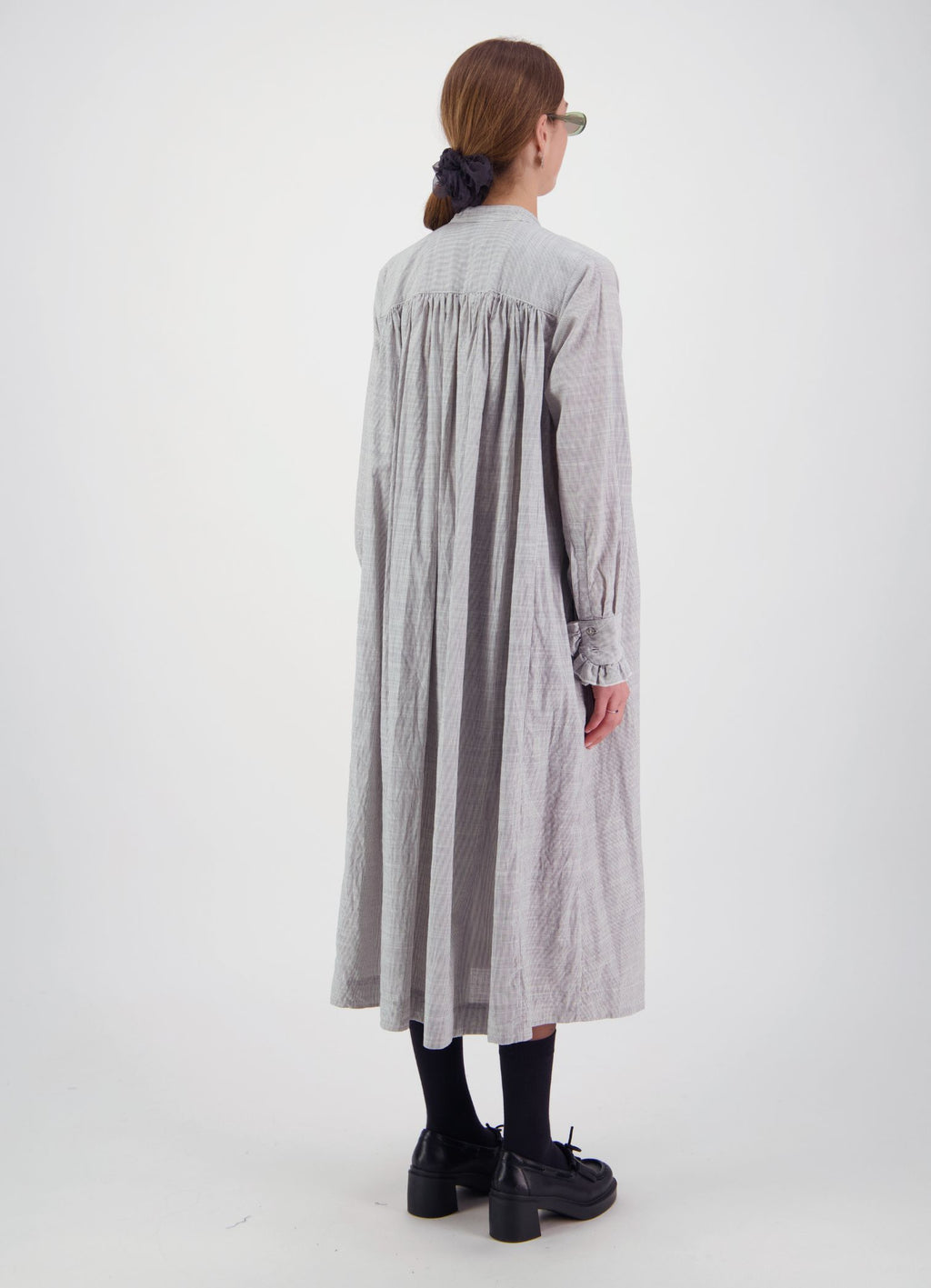 Into the Cosmos Dress - Cotton Pinstripe- DAYLIGHT MOON