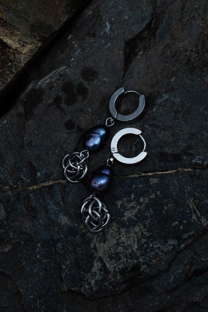 Blue Pearl Chain Earrings [E10] - SEAPUNKS.XX